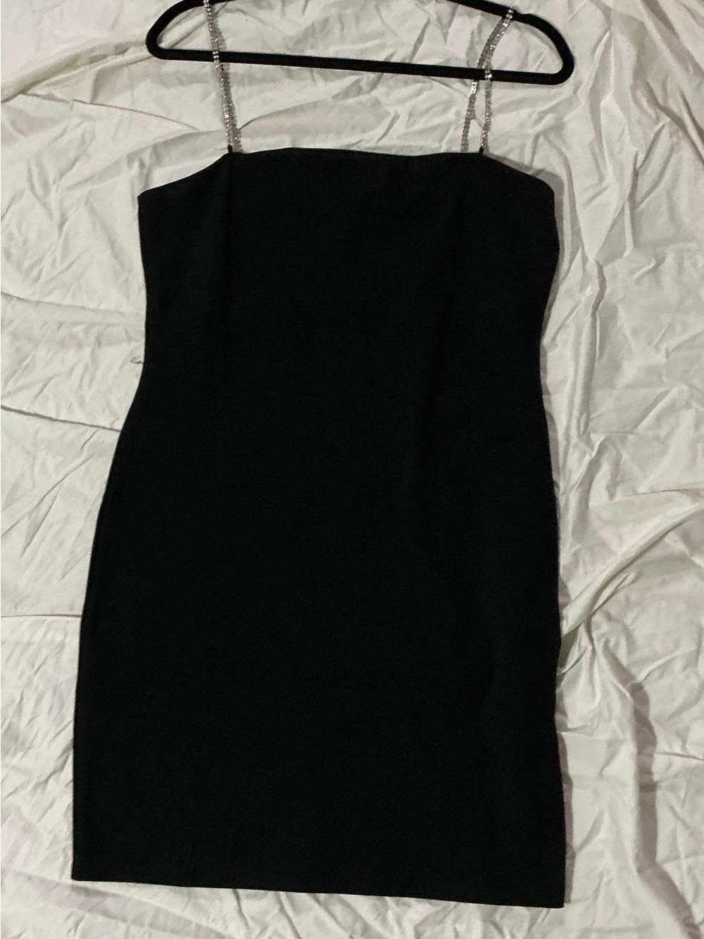 H&M Black Mini Dress with Rhinestone Straps